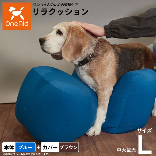 【年末年始発送可能】リラクッション　Lサイズ　本体ブルーカバー(ブラウン) 倍々+5倍！最大ポイント26倍！本日限定！リラクッション 撥水カバー