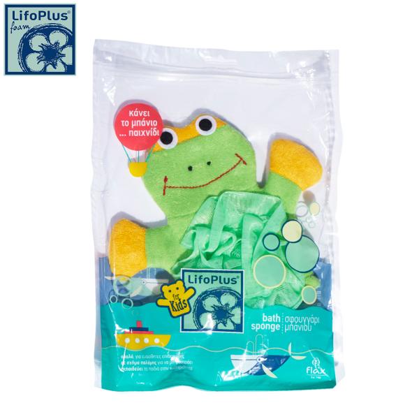 【LifoPlus ベビースポンジ グリーンフロッグ キュートなデザインとカラーが特徴のベビー＆キッズ用のボディスポンジ。きめ細かい泡が、敏感なお肌や髪をやさしく洗い上げます。子どもたちが自分で身体を洗う習慣を楽しく身につけることができます。】