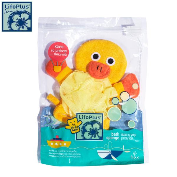 【LifoPlus ベビースポンジ イエローダック キュートなデザインとカラーが特徴のベビー＆キッズ用のボディスポンジ。きめ細かい泡が、敏感なお肌や髪をやさしく洗い上げます。子どもたちが自分で身体を洗う習慣を楽しく身につけることができます。】