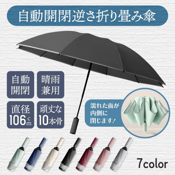 【商品説明】□降りたんだ際、水滴を閉じ込める逆折式だから濡れた傘も気にならない。□ワンタッチ自動開閉式だから手が塞がっている時でも片手で簡単、便利。□風に強い１０本骨のダブルボーン構造で柔軟性と強度を兼ね備えている。□高密度ポリエステル素材...