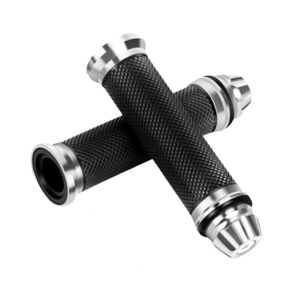 他サイト： バイク グリップ 左右セット アルミ バーエンド 22.2mm カスタム バイク クリップ 汎用 シルバーの商品画像