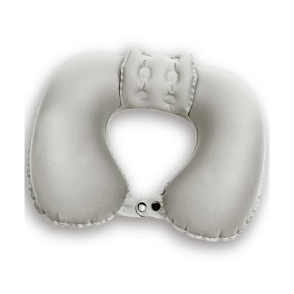 他サイト： じゃらん掲載LIXIA ネックピロー コンパクト ポンプ式 軽量 ヘッドレスト付き 飛行機 首枕 旅行用 エアー 電車/飛行機/車などに グレーの商品画像