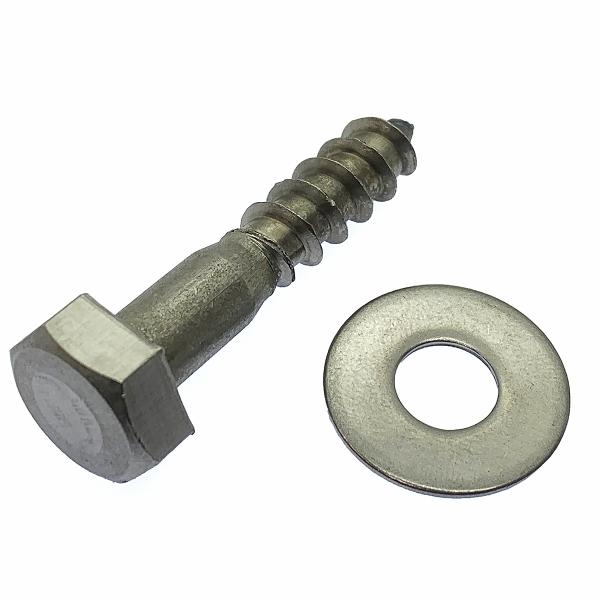 ステンレス 六角コーチ ボルト ワッシャー付 2個セット (太さ10mm 長さ