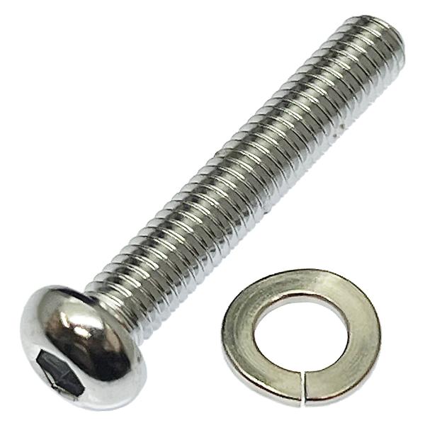 バイク用 SCM435／クロームメッキ 強度10.9 六角穴付 ボタン キャップ ボルト M6 ピッチ1.0 [並目] (長さ35mm 2本入) SUSゆるみ止めワッシャー付