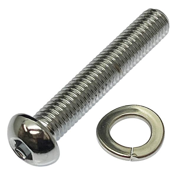 バイク用 SCM435／クロームメッキ 強度10.9 六角穴付 ボタン キャップ ボルト M8 ピッチ1.25 [並目] (長さ45mm 2本入) SUSゆるみ止めワッシャー付