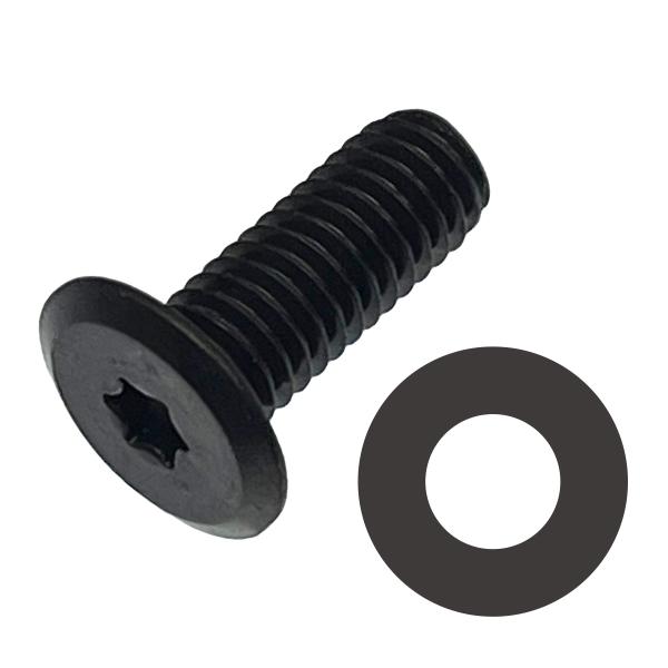 ステンレス 黒染め 極低頭 トルクス ボルト [並目] M6 ピッチ1.0mm 長さ16mm ナイロン ワッシャー セット 2個入
