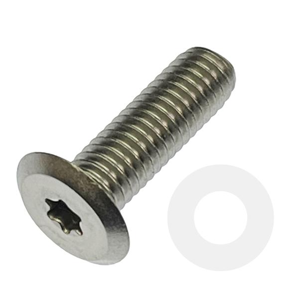 ステンレス 極低頭 トルクス ボルト [並目] M6 ピッチ1.0mm 長さ20mm 衝撃吸収 ナイロン ワッシャー(D12) セット 2個入