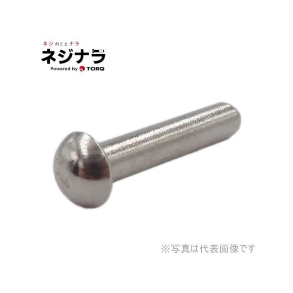 対象物の穴に通したあと反対側も同様の形状につぶす（かしめる）ことで固定できます。取り外す必要のない箇所に使用します。頭部は半円型です。