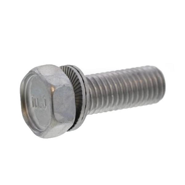M5X12L 強力緩み止め！NLW組込ボルト(ハイニッケルメッキ)特長本製品は、強度区分4.8相当の六角ボルトにボルト緩み止めノルトロックワッシャーを組み込んだ一体型の製品です。ボルトとワッシャーが一体型のため、取り付け忘れといった人為的ミ...