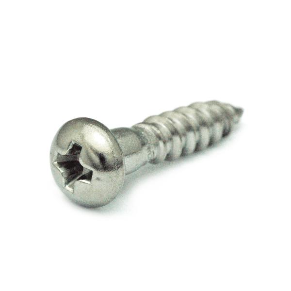 ステンレス (+)丸木ねじ 太さ=5.1mm×長さ=25mm　【 バラ売り ： 6本入り 】