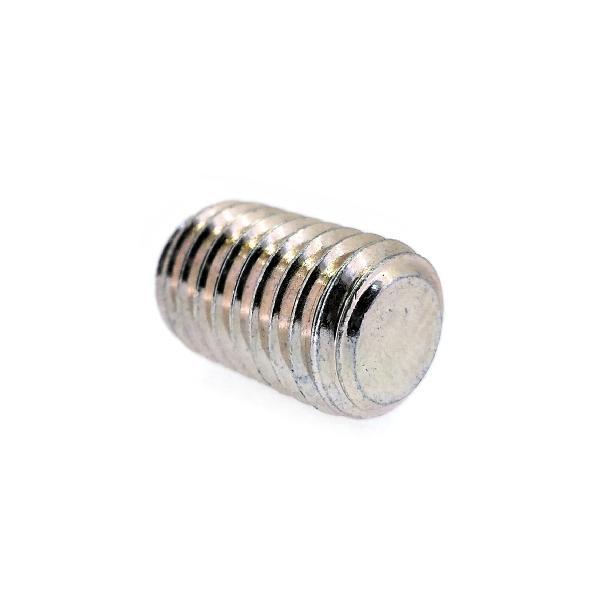 高強度の鉄[SCM435]/三価ホワイト ホーローセット (平先) M6 (太さ=6mm)×長さ=6mm　【 バラ売り ： 10本入り 】