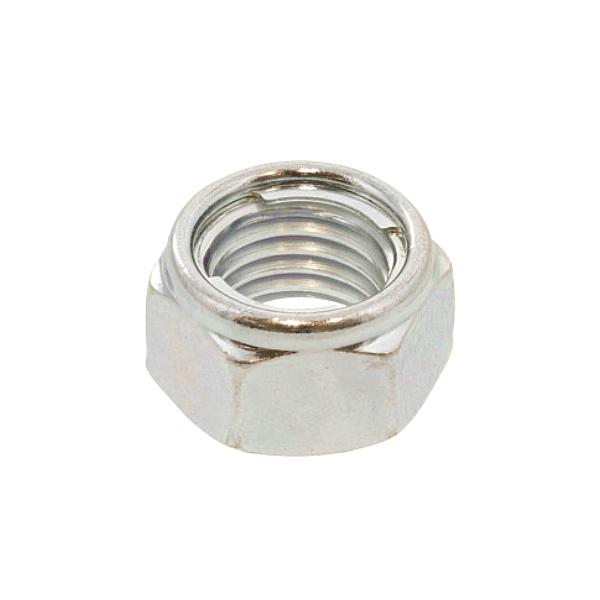 鉄/三価ホワイト 小形 セルフロッキングナット (細目) M10 (太さ=10mm)用 <ピッチ:1.25> 【 バラ売り ： 4個入り 】
