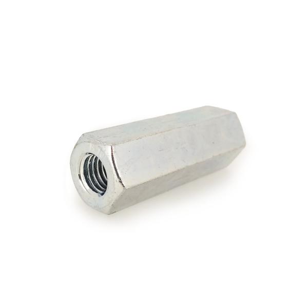 鉄/シルバーメッキ 高ナット (全ねじ) M12 (太さ=12mm)×長さ=40mm　【 バラ売り ： 2本入り 】