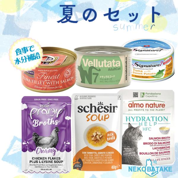 夏のセット スープたっぷりのパウチと缶詰 猫用 お得 お試し 水分補給 キャットフード