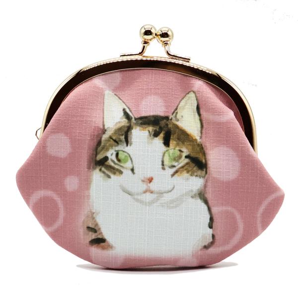 和マンハッタナーズ あられ がま口ポーチ「優しいふぇでりこ」 猫グッズ 猫雑貨