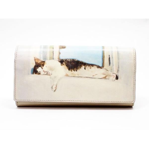 マンハッタナーズ　財布 Manhattaner's マンハッタナーズ 長財布 かぶせ 本革 猫 ねこ