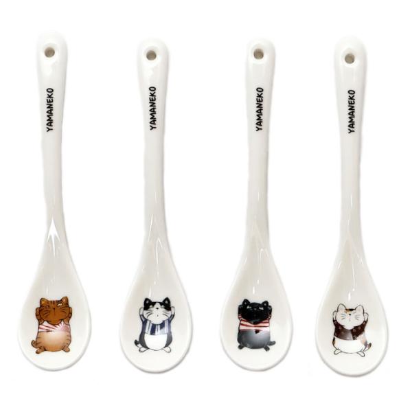 【在庫限り特価】 バンザイ 陶器スプーン やまねこ（やまねみえこ）猫のスプーン やまねこ 猫グッズ 猫雑貨 猫 ねこ ネコ 陶器の食器 【猫 スプーン】