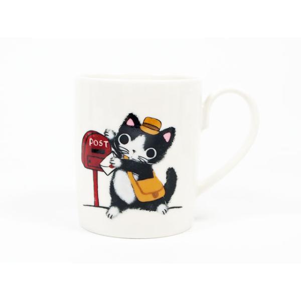 ポストマグ　やまねこ（やまねみえこ）猫のマグカップ｜やまねこ 手作り猫グッズ｜ 猫グッズ 猫雑貨 猫 ねこ ネコ｜まるのおさんぽ マグカップ｜