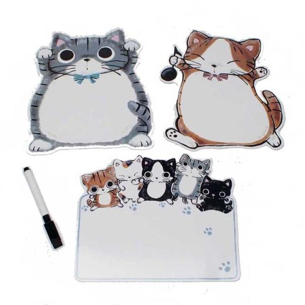 【ペンに難あるかも特価】猫 メッセージボード ホワイトボード マグネットシート タイプ ペン付き やまねこ