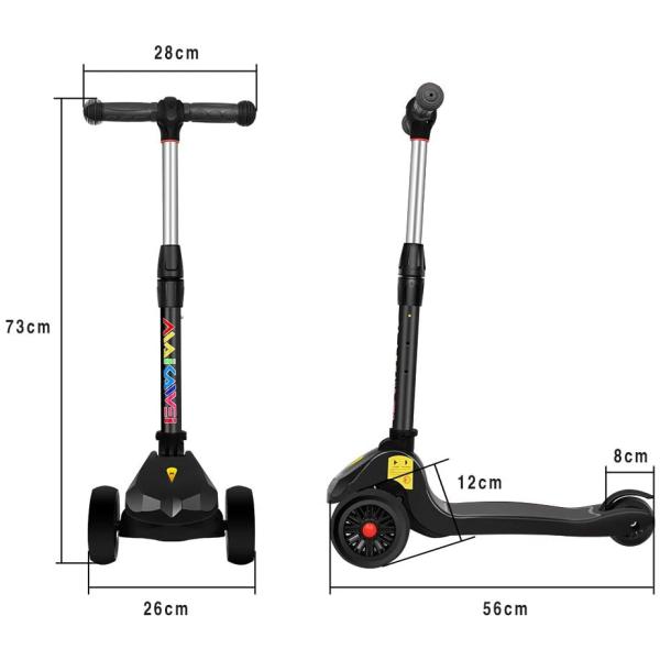 Mkwキックボード キッズスクーター 三輪キックスクーター 子供 男の子と女の子用 調節可能なハンドル付き 折りたたみ式デザイン Pu点滅ホ Prettyfunnyballoons Com