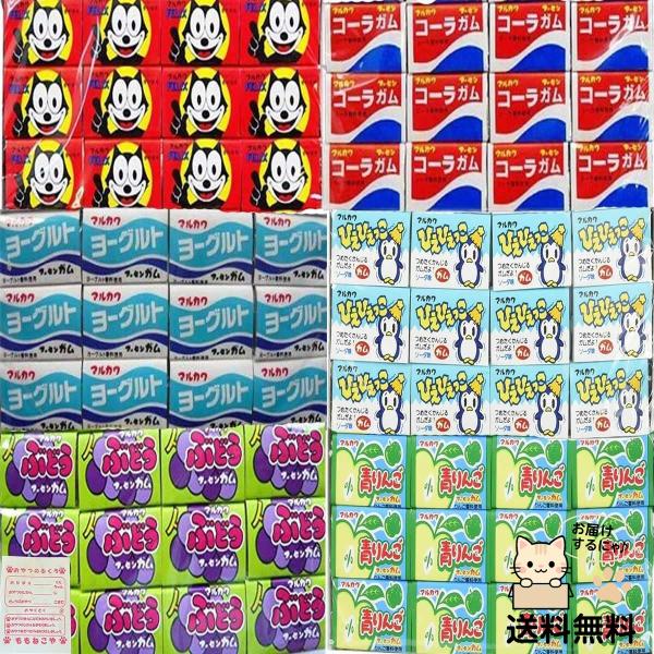 ・メーカー： 丸川製菓・6種類(フィリックス コーラ ヨーグルト ひえひえっこ ぶどう 青りんご) 各12個 計72個セット   懐かしい あたりつきフーセンガムを6種類、各12個詰め合わせました。※インターネット販売のため当たり券の交換は...