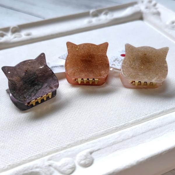 ミニバンスクリップ　ねこ　猫顔　ねこ型　ネコデザイン　ねこミニミニヘアクリップ