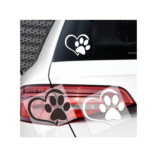 ステッカー　車　ネコ　ねこ　猫型　猫模様　肉球　動物　アニマル　猫雑貨　カー用品　ハート肉球ステッカー　在庫一掃セール