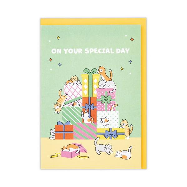 バースデーカード　立体カード　誕生日　メッセージ　グリーティングカード　ねこ　ネコ　猫柄　ねこ・プレゼント