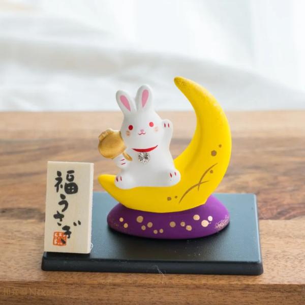 錦彩福運月うさぎ(福槌)(クリスタルガラス）縁起物 雑貨  商売繁盛 招福置物　贈り物 インテリア ギフト プレゼント おしゃれ 新築祝い 結婚祝い お祝い  記念品
