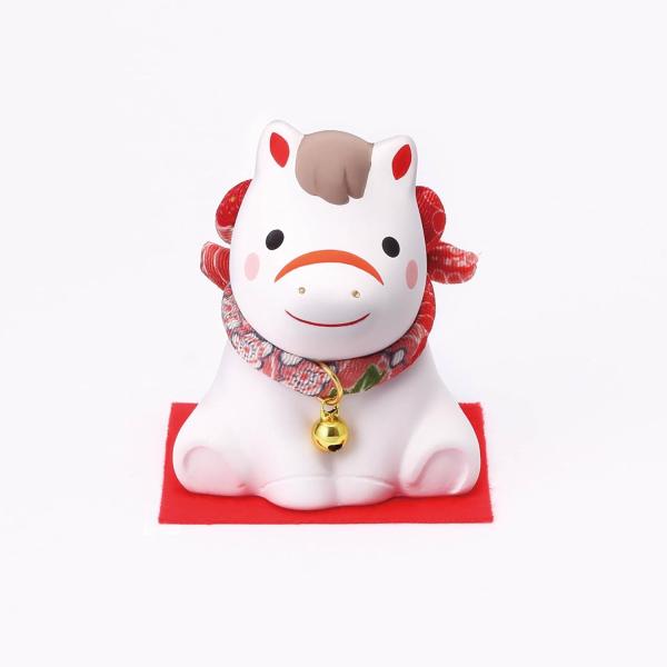 招福吉祥の馬の置物●材質：陶器　●寸法：高さ6.5×横巾5.5×奥行6cm●重さ: 箱含80ｇ●生産：薬師窯