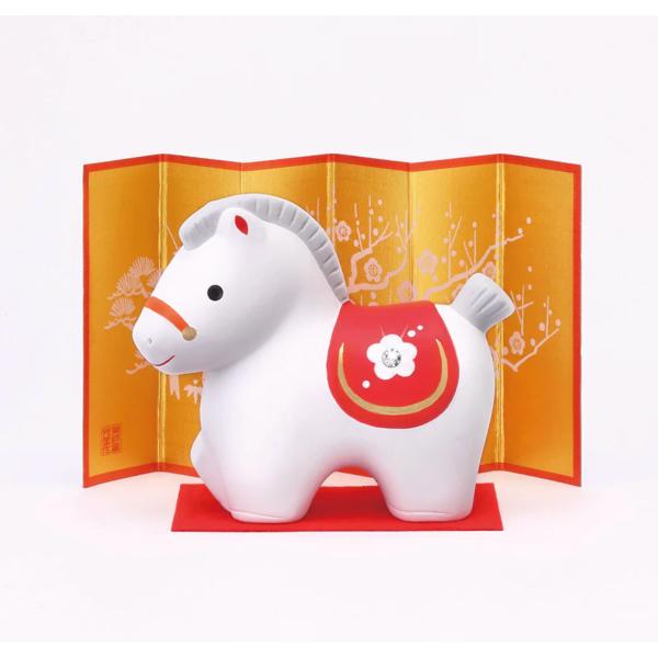 薬師窯 錦彩招福午(クリスタルガラス付) 令和8年 2026 招き午 馬 干支