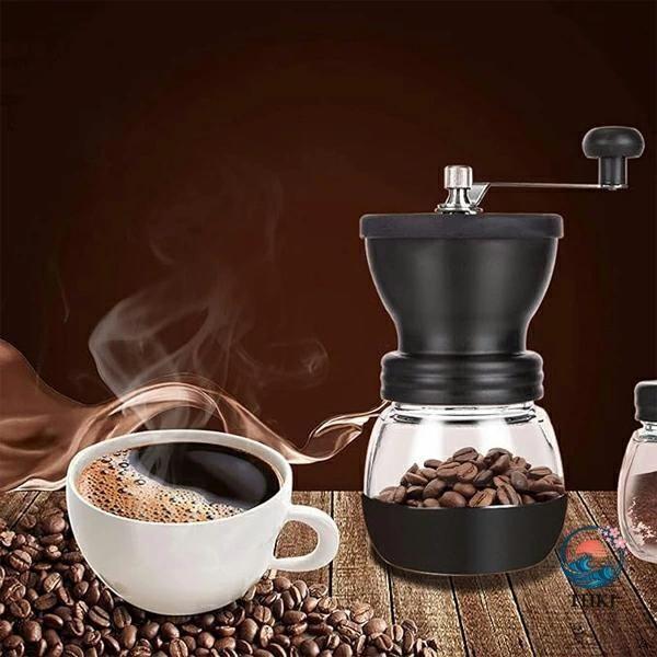 コーヒーミル手動 ガラス瓶付き 粗さ調整可能 コーヒーみる手挽きコーヒーミル こーひーみ セラミック臼 キャンプ 旅行 家庭用のポータブル小型コーヒー