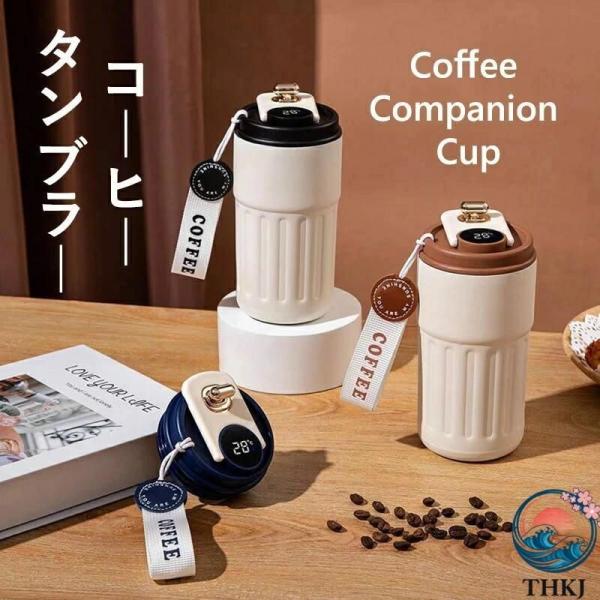 保温水筒 コーヒー タンブラー 蓋付き 持ち運び こぼれない 表示温度 保温 保冷