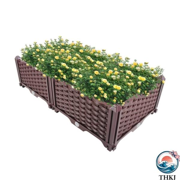 ガーデン 組立式ガーデン ボックス プラスチック プランター 大型 鉢植え入れ 花 植物 野菜 栽培 自由組立 プランター用品 ブラウン 二個セット 一階