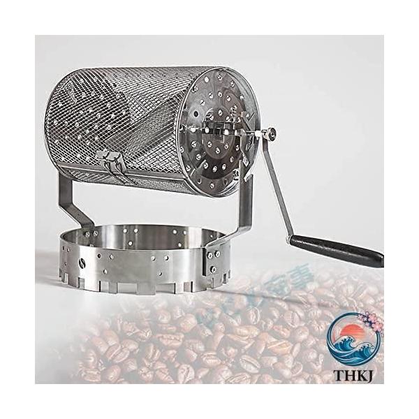 豆焙煎機 豆のベーキングメーカー エスプレッソ焙煎機 ステンレス鋼製コーヒーロースター 家庭用コーヒーベーキング用ハンドル付きコーヒーロースター機械 手動