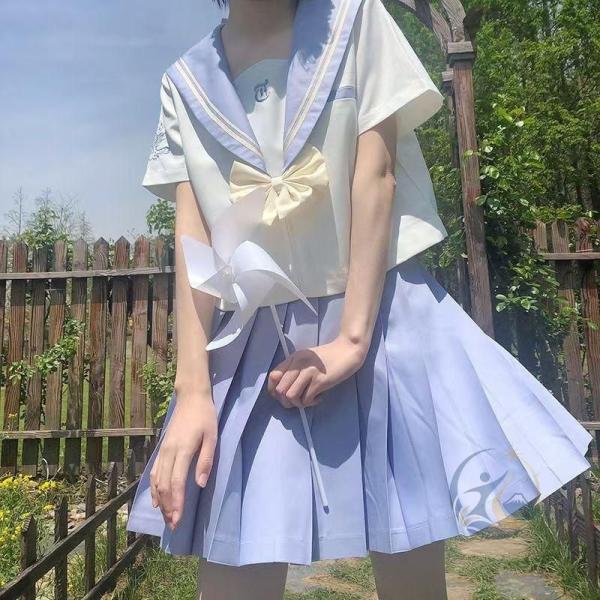 水色 白 セーラー服 半袖 長袖 ミニスカート 可愛い コスプレ コスチューム 感動人生 女子高生 学園祭 文化祭 仮装 制服 S M L XL 車用品 汎用 交換用 取付