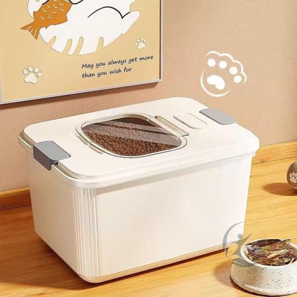 ペット用フードストッカー 餌入れ フードコンテナ ペットフード 保存容器 感動人生 収納ボックス 犬用 猫用 イヌ ネコ ペット用品 貯蔵 密閉 蓋 ねこ いぬ