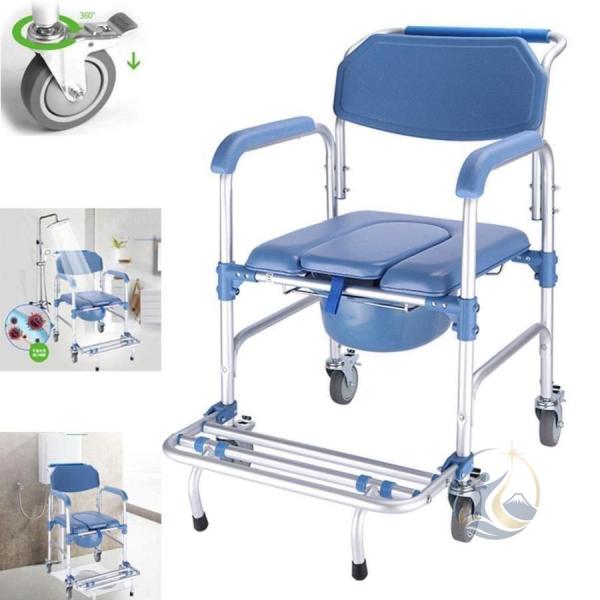 1台の便器に付き4台トイレ付きの椅子車椅子用シャワー付き 感動人生 バスチェアバスルームのバースツール4輪ブレーキ（360°）折りたたみ式 安定 滑り止め
