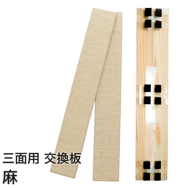 爪とぎ 防止　猫　壁まもる君　三面用　交換板セットの解説新築、借家の壁や柱を猫の爪研ぎ被害から守る頼もしい爪とぎ「壁まもる 三面用（麻タイプ)」の正面板と側面板1枚のセットです。板の上に麻生地を貼ったちょっとオシャレな「麻タイプ」。爪がかか...