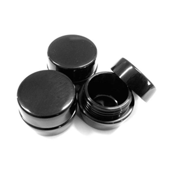 ジェルの小分けやオリジナルジェルの保管に！5mL空容器3個入り。ツヤツヤ漆黒がクールなフェイスのジェルコンテナです♪遮光性・耐溶剤性・気密性があるのでジェル等の保管にぴったり！しっかり密閉されます♪