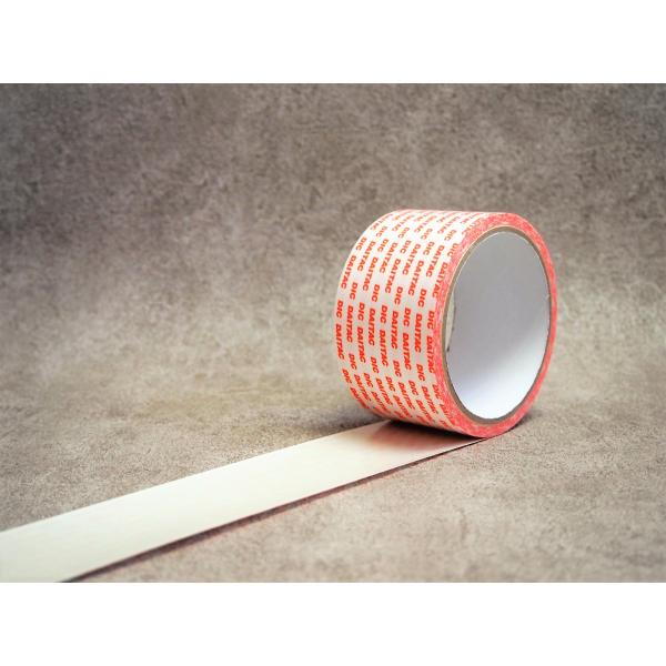 不織布を基材として、その両面に強接着タイプの合成ゴム系粘着剤の付いた両面接着テープです。金属・PMMA・ABS・PC・PP・EPDM・CRゴム素材などに対し、プライマー処理せずに接着します。(ゴム素材によっては、含有する成分の移行により時間...