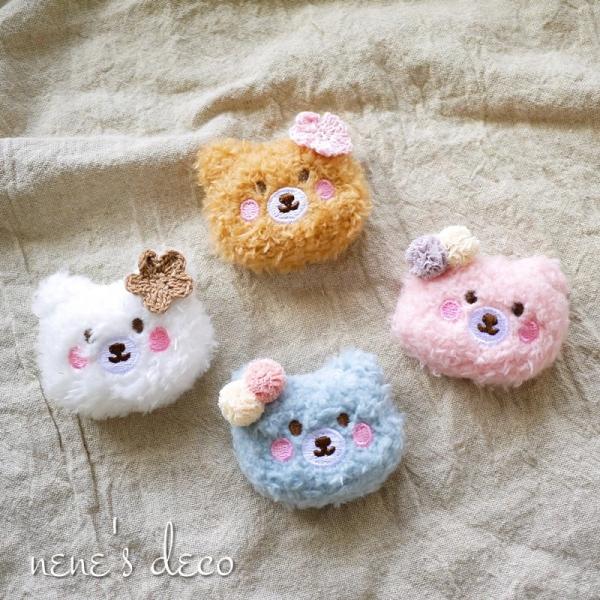 花冠ベア ベビーヘアクリップ ヘアピン ヘアゴム くま クマ 花 nenesdeco_10000686