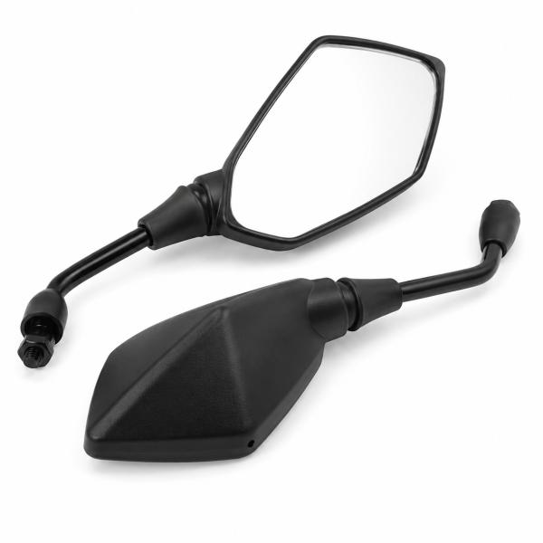 バイク ミラー 左右セット 8mm 正ネジ 汎用 角度調整 オートバイ 原付 スクーター ブラック 純正交換