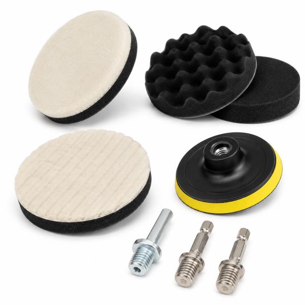 ポリッシャー 車 バフ 小型 125mm パッド インパクト 六角軸付き 電動ポリッシャー用 電気ドリル インパクトドライバー用 研磨パッド 8点