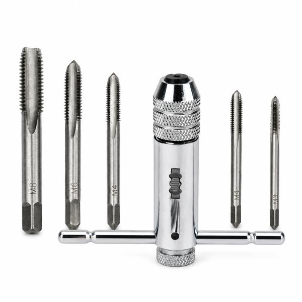 【送料無料】タップ5本付/タップホルダー ラチェット ハンドルねじタップ タップホルダー【タップレンチ タップハンドル ねじ切りタッピングハンド】