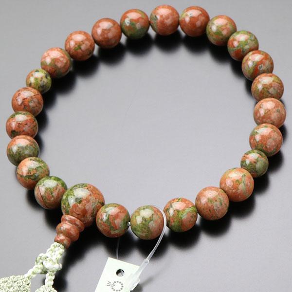 数珠 パワーストーン はな花 男性用 22玉 ユナカイト 正絹2色房 数珠袋  