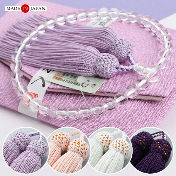 すべての宗派のお客様にお使い頂ける女性用のお数珠でございます。素材は、濁りのない艶が綺麗な本水晶でございます。アクセントには藤雲石を使用させて頂きました。すべての宗派のお客様にお使い頂ける女性用のお数珠でございます。素材は、濁りのない艶が綺...