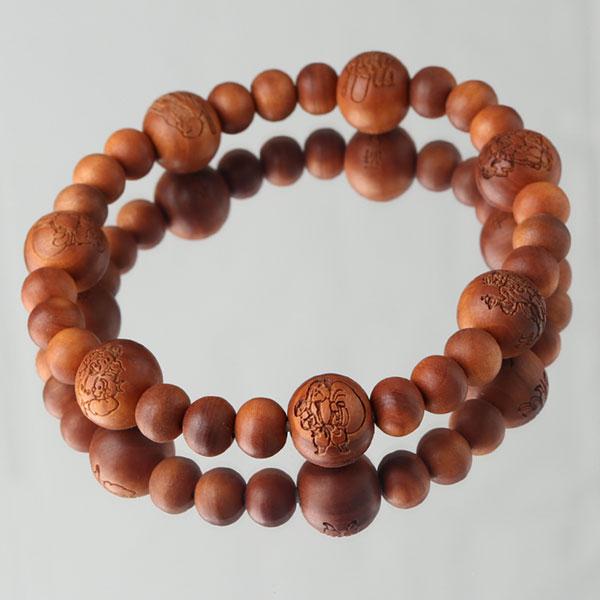 数珠 パワーストーン はな花 ≪特別価格≫七福神 彫刻 白檀（インド産