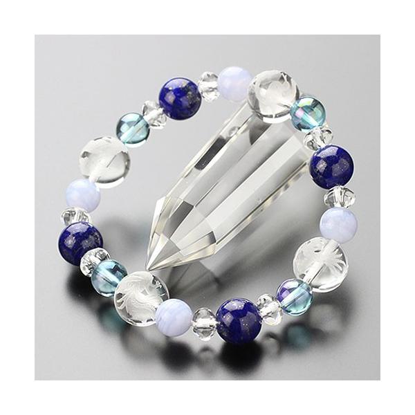 華やか❢高品質大珠アクアマリンと美しいラピスラズリの花のブレス❥ ⭐︎【天然】アクアマリン ブレスレット 9mm 23g