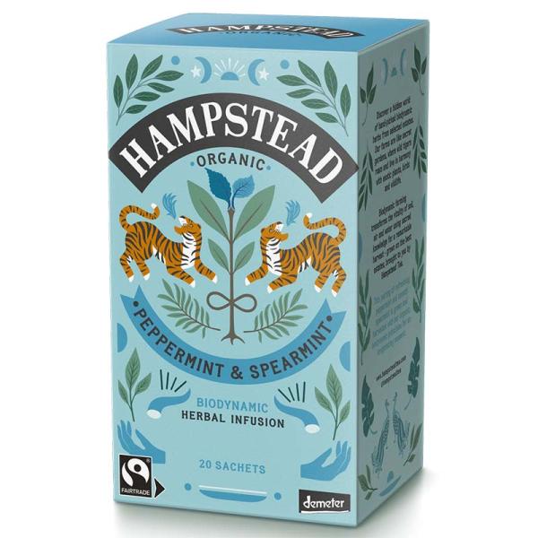 ハムステッドティー ペパーミント&amp;スペアミント ティーバッグ 20包 HAMPSTEAD TEA 有機ハーブティーHampsted Tea イギリス ハーブティー お茶 オーガニック 有機JAS デメター認証 20個入り tomin...